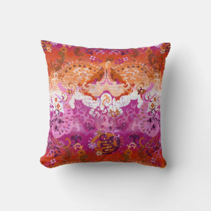 Lesbian dragon damask - new 2018 pride flag colour cushion