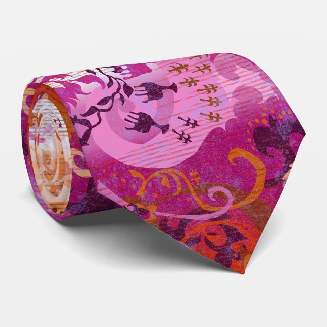 Lesbian dragon damask - new 2018 pride flag colour tie (Rolled)