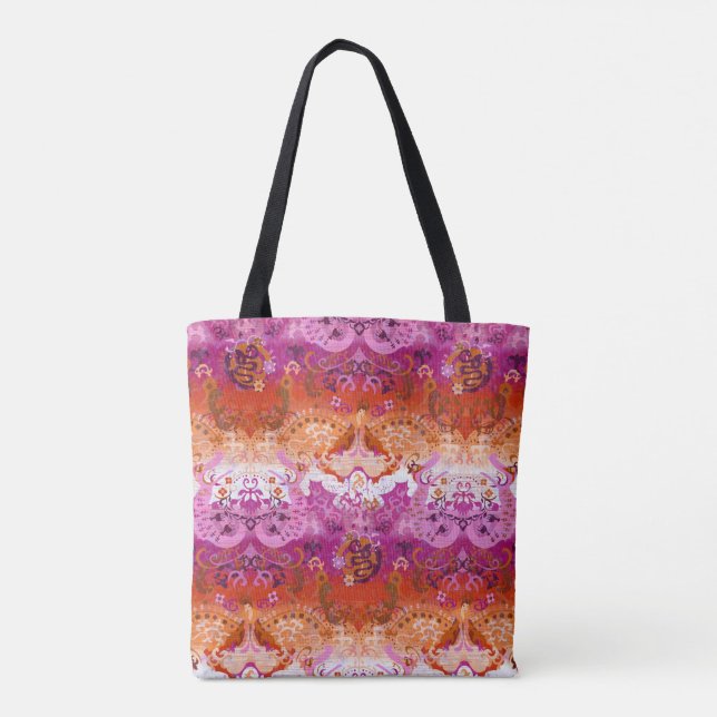 Lesbian dragon damask - new 2018 pride flag colour tote bag (Back)