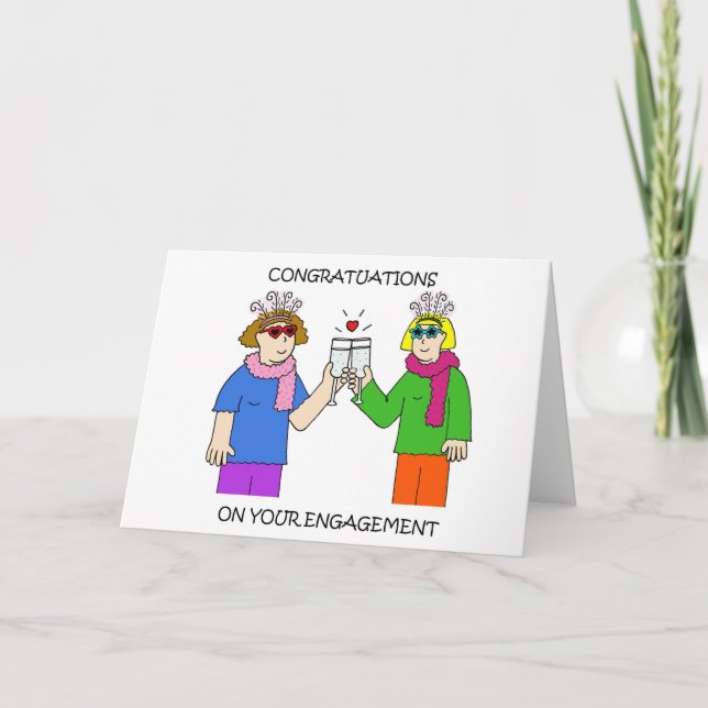 Lesbian Engagement Congratulations Card (Front)