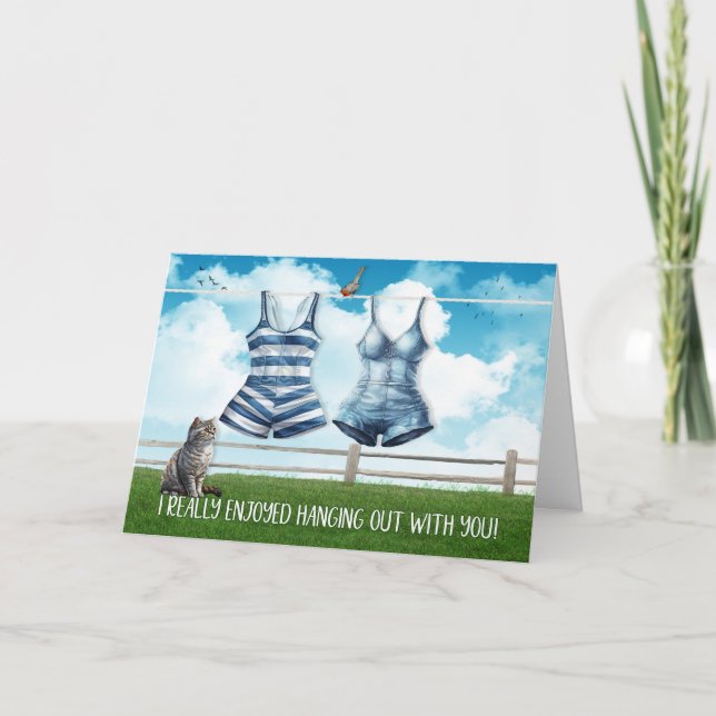 Lesbian Enjoyed Hanging Out with You Swimsuits Card (Front)