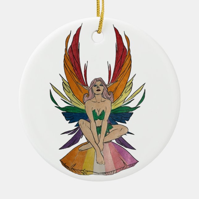Lesbian Faerie  Ceramic Ornament (Front)