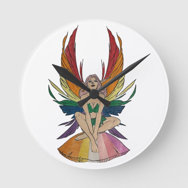 Lesbian Faerie  Round Clock (Front)