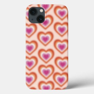 Lesbian flag colors with blurred heart iPhone 13 case