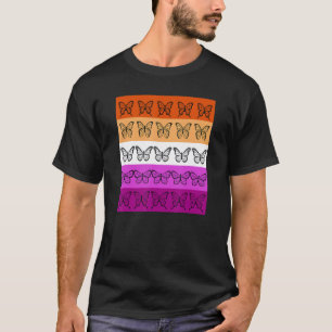 Lesbian Flag Colour Butterfly Subtle Sapphic Pride T-Shirt