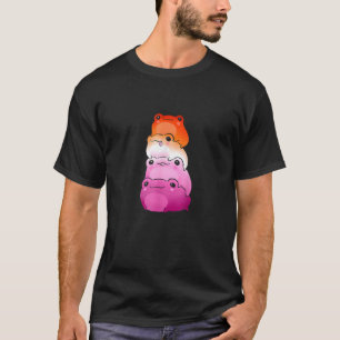 Lesbian Flag Colour Frog Subtle Lgbtq Aesthetic T-Shirt