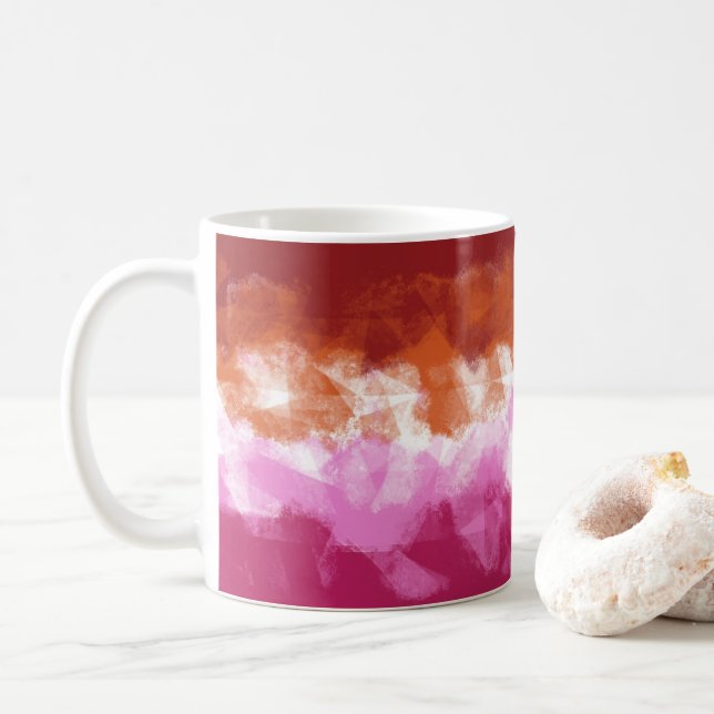 Lesbian Flag Colours Coffee Mug (With Donut)