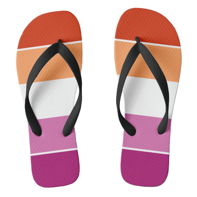 Lesbian Flag Colours Stripes Thongs (Footbed)