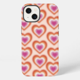 Lesbian flag colours with blurred heart iPhone 13 case