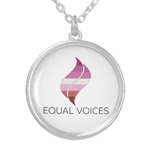 Lesbian Flag Equal Voices Logo Silver Plated Necklace