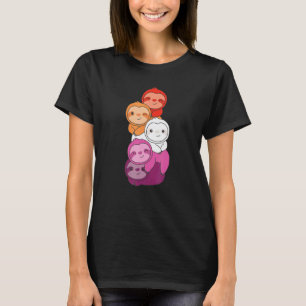 Lesbian Flag Pile Pride Lgbtq Sloths Cute Lesbian T-Shirt