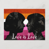 Lesbian Flag with Two Woman Silhouettes 