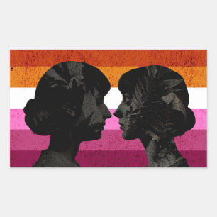 Lesbian Flag with Two Woman Silhouettes  Rectangular Sticker