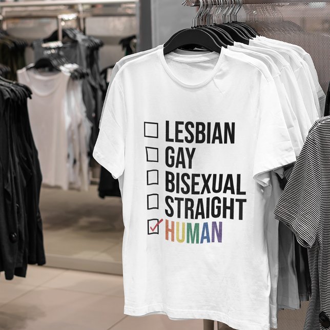 Lesbian Gay Bisexual Straight Human List, White T-Shirt (Creator Uploaded)