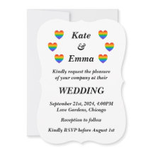Lesbian Gay LGBTQ Rainbow Heart Wedding