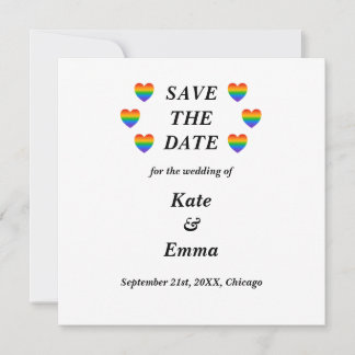 Lesbian Gay LGBTQ Rainbow Heart Wedding Save The Date