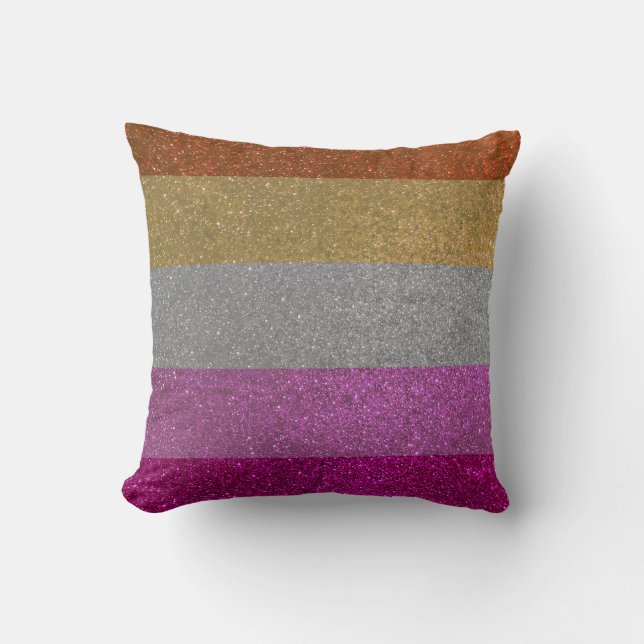 Lesbian Gay Pride Flag Glitter Stripes LGBTQ Cushion (Front)