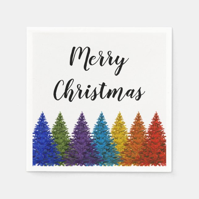 Lesbian Gay Pride Rainbow Flag Christmas Tree Napkin (Front)