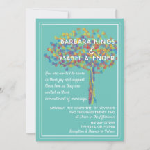 Lesbian Gay Wedding Invitation Love is Love Tree