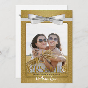 Lesbian Gay Wedding Invitation Two Brides Gold