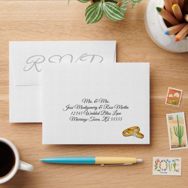 Lesbian / Gay Wedding RSVP Envelope (Desk)