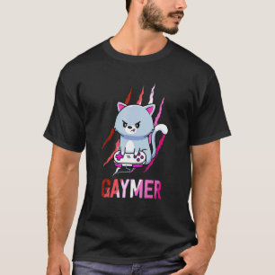 Lesbian Gaymer Geek Pride Lgbt Video Game Cat T-Shirt