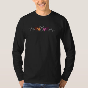 Lesbian Heartbeat Pride Colourful Hearts LGBTQ+ Lo T-Shirt
