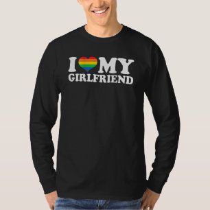 Lesbian I Love My Girlfriend Lgbt Heart My Girlfri T-Shirt