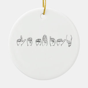 Lesbian in Sign Language Ceramic Tree Decoration
