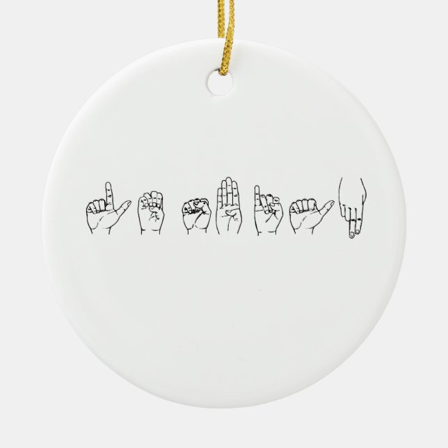 Lesbian in Sign Language Ceramic Tree Decoration (Front)