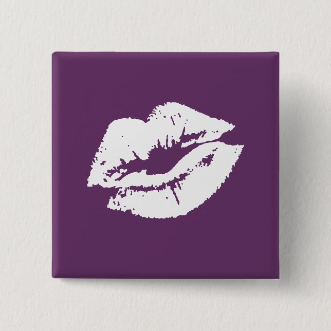 LESBIAN LIPS SYMBOL WHITE 15 CM SQUARE BADGE (Front)