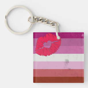 Lesbian (Lipstick) Flag Key Ring