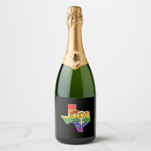 Lesbian Love Texas Design for proud LGBT+ Texans Sparkling Wine Label