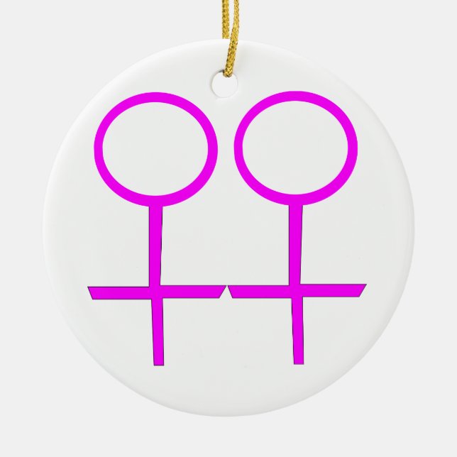 Lesbian Lovers Custom Pendant Ceramic Ornament (Front)