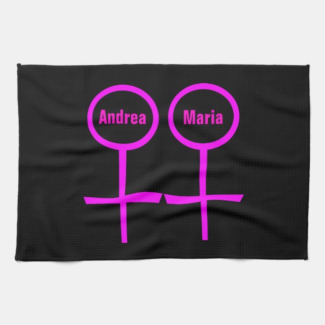 Lesbian Lovers Customisable Kitchen Towel (Horizontal)