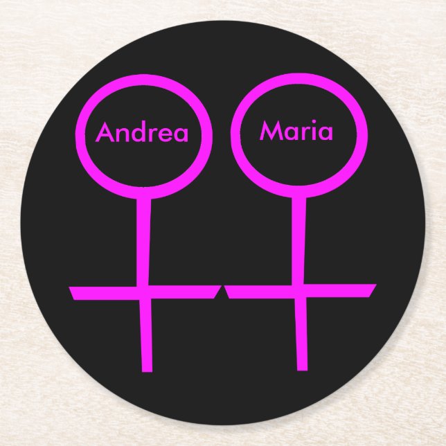 Lesbian Lovers Customisable Paper Coasters (Front)