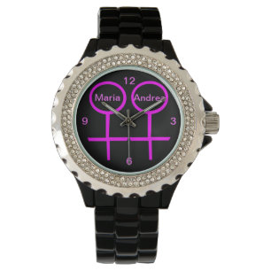 Lesbian Lovers Customisable Rhinestone Watch