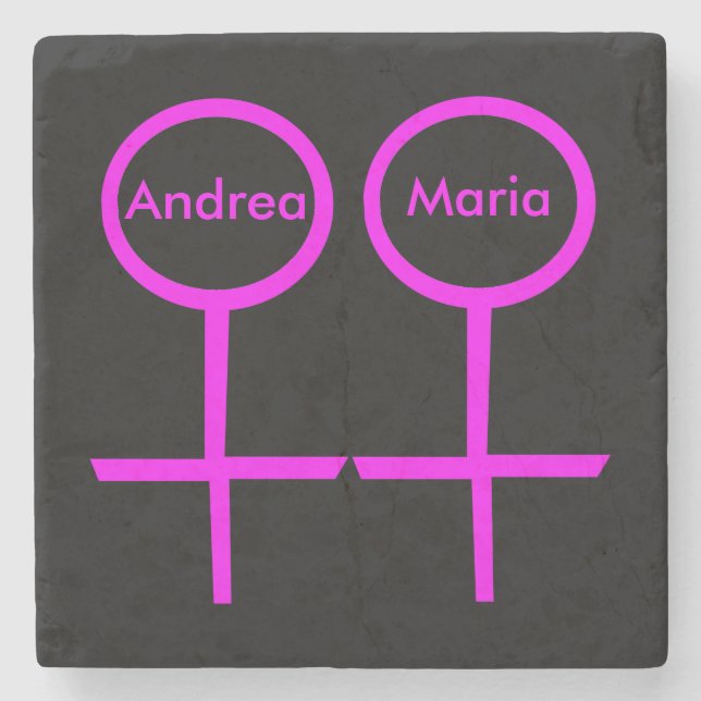 Lesbian Lovers Customisable Stone Coaster (Front)