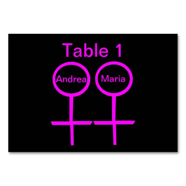Lesbian Lovers Customisable Tablecard Table Number (Front)