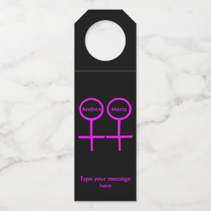 Lesbian Lovers Personalised Bottle Hangers