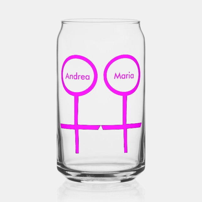 Lesbian Lovers Personalised Can Glass (Front)