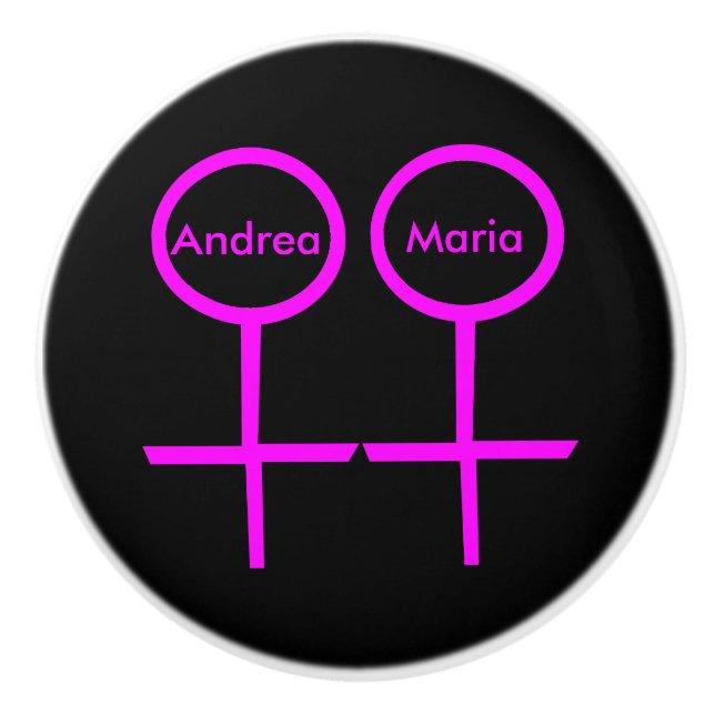 Lesbian lovers Personalised Ceramic Knob (Front)