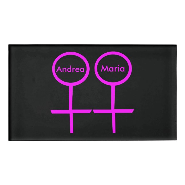 Lesbian Lovers Personalised Couples Name Tag (Front)