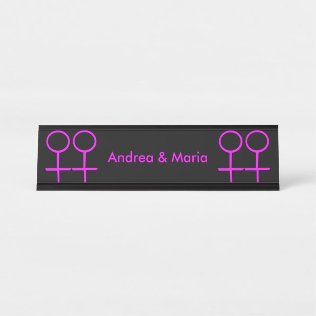 Lesbian Lovers Personalised Desk Nameplate (Front)