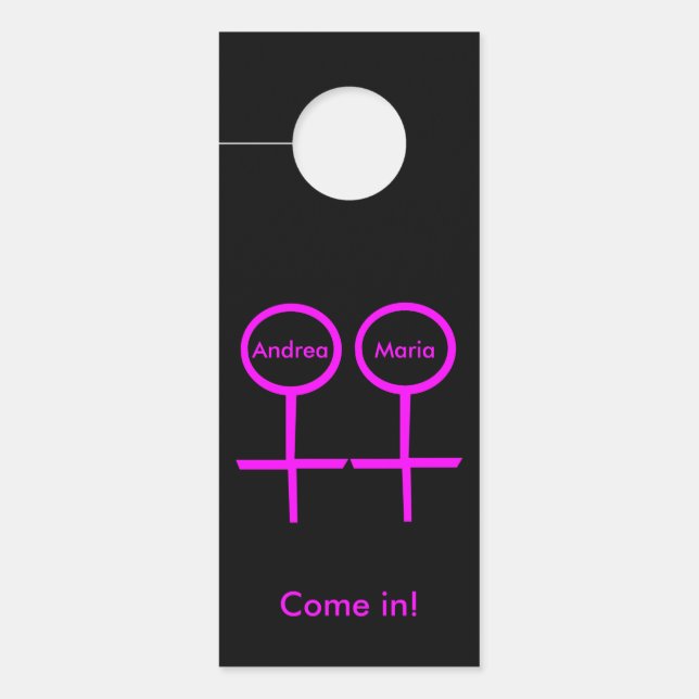 Lesbian Lovers Personalised Door Hanger (Front)