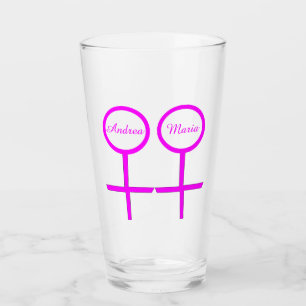 Lesbian Lovers Personalised Glass