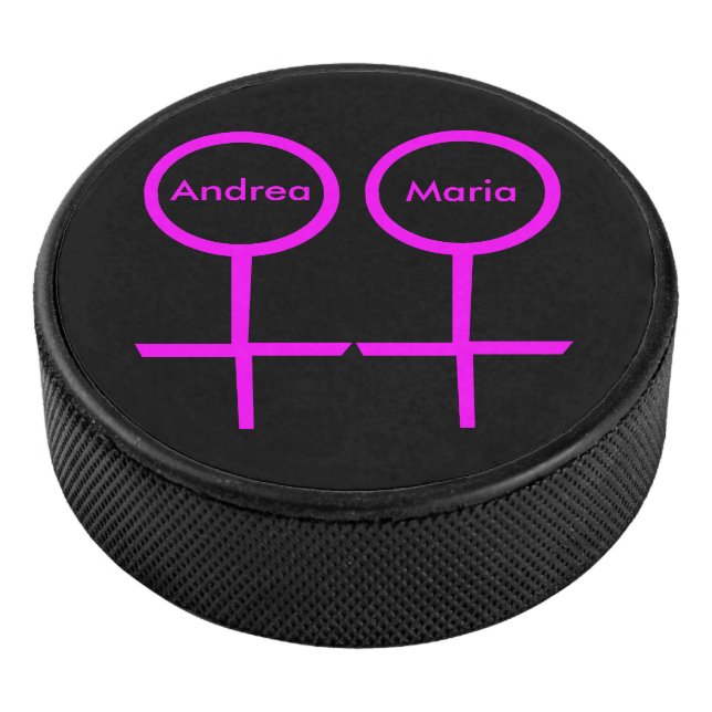 Lesbian Lovers Personalised Hockey Puck (3/4)