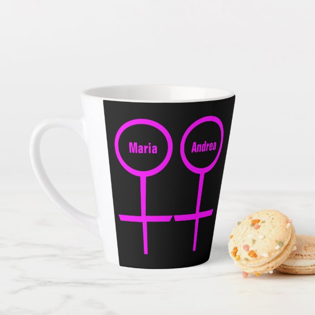 Lesbian Lovers Personalised Latte Mug (In Situ)