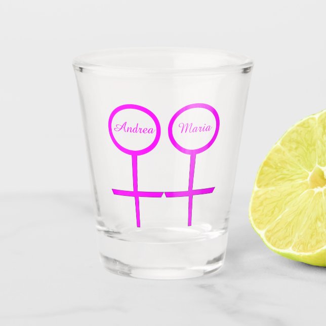 Lesbian Lovers Personalised Shot Glass (Front)