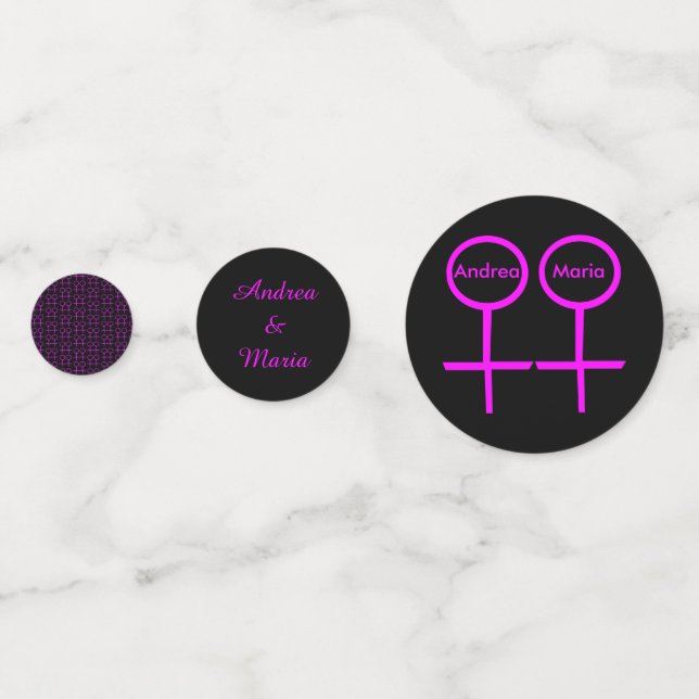 Lesbian Lovers Personalised Table Confetti (Fronts)